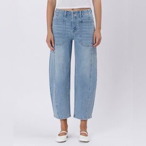 SUPER HIGH RISE ELASTIC BAND BARREL JEANS